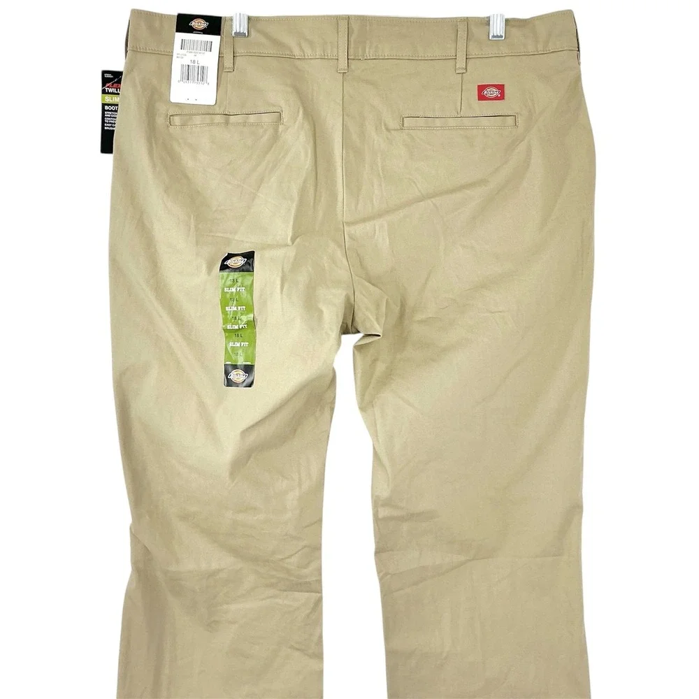 NEW Dickies Women's Size 18L Flex Twill Slim Fit Bootcut‎ Pants Desert Sand NWT - Picture 2 of 8